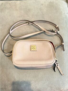 Dooney & Bourke Taupe Crossbody with Gold Logo Plaque